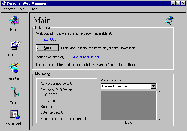 Microsoft Personal Web Server Admin Interface (1998)